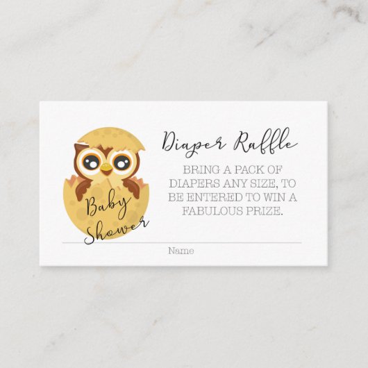 Owl Popping Out of Egg Diaper Raffle Ticket Informatiekaartje (Voorkant)