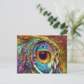 Owl Portrait Fractal Waterverf Briefkaart (Staand voorkant)