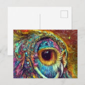 Owl Portrait Fractal Waterverf Briefkaart (Voorkant / Achterkant)