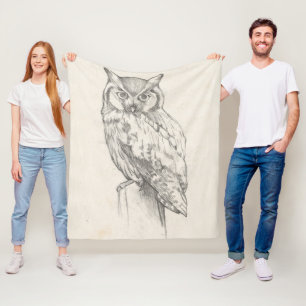 Owl Portret - Schets Fleece Deken