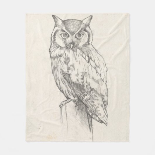 Owl Portret - Schets Fleece Deken (Voorkant)