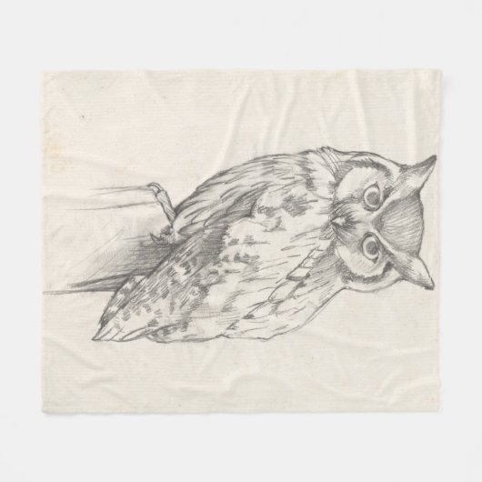 Owl Portret - Schets Fleece Deken (Voorkant (Horizontaal))