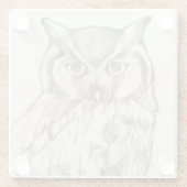 Owl Portret - Schets Glazen Onderzetter (Achterkant)