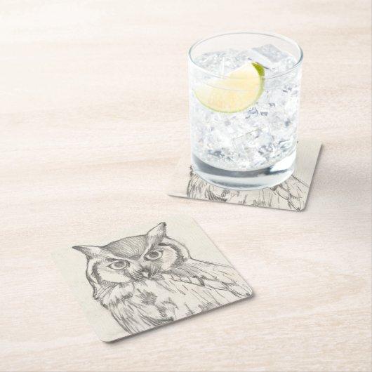 Owl Portret - Schets Kartonnen Onderzetters (Insitu)