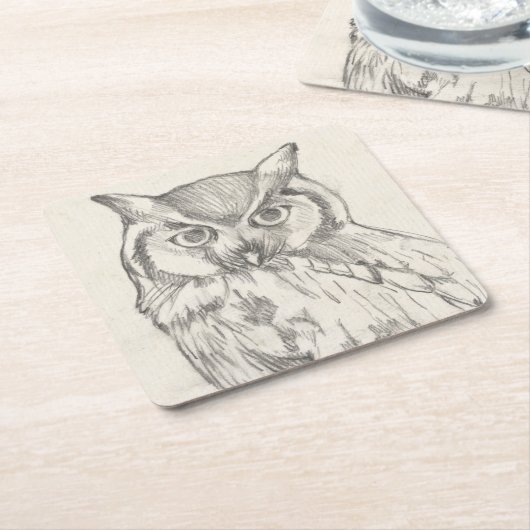 Owl Portret - Schets Kartonnen Onderzetters (Schuin)