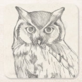 Owl Portret - Schets Kartonnen Onderzetters (Voorkant)