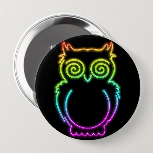 Owl Psychedelic Neon Light Button (Voorkant /achterkant)