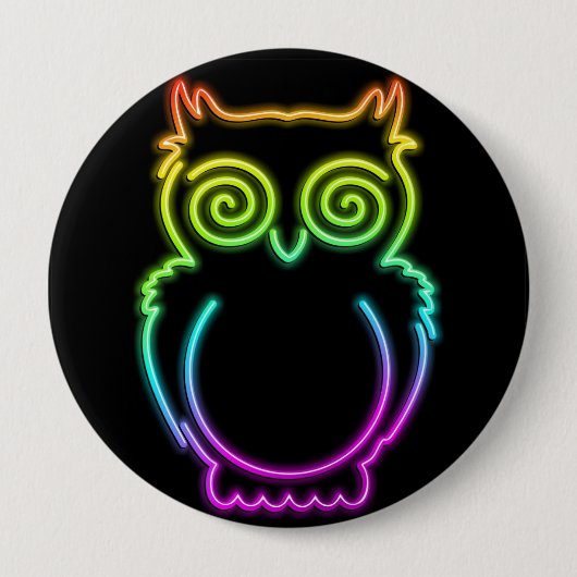 Owl Psychedelic Neon Light Button (Voorkant)