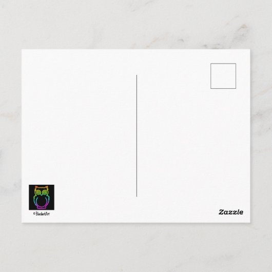 Owl Psychedelic Neon Light Button Briefkaart (Achterkant)