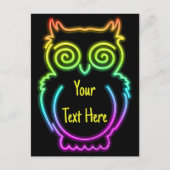 Owl Psychedelic Neon Light Button Briefkaart (Voorkant)