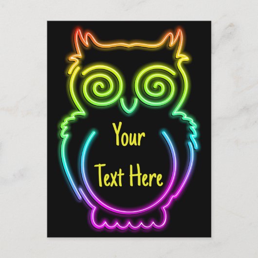 Owl Psychedelic Neon Light Button Briefkaart (Voorkant)