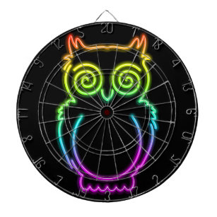Owl Psychedelic Neon Light Button Dartbord
