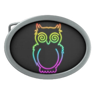 Owl Psychedelic Neon Light Button Gesp