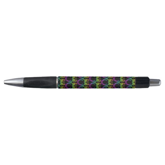 Owl Psychedelic Neon Light Button Pen (Voorkant)