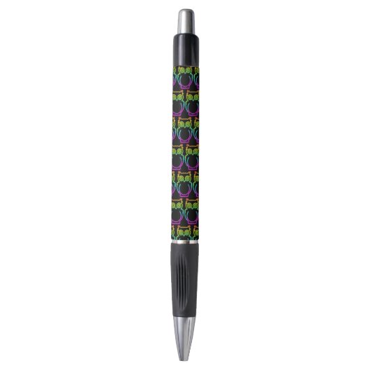 Owl Psychedelic Neon Light Button Pen (Voorkant Verticaal)
