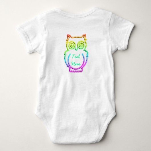 Owl Psychedelic Neon Light Button Romper (Achterkant)