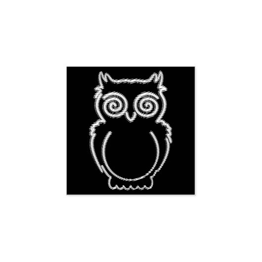 Owl Psychedelic Neon Light Button Rubberstempel (Afrduk)