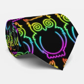 Owl Psychedelic Neon Light Button Stropdas (Opgerold)