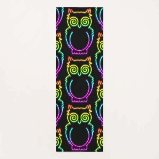Owl Psychedelic Neon Light Button Yogamat (Voorkant)