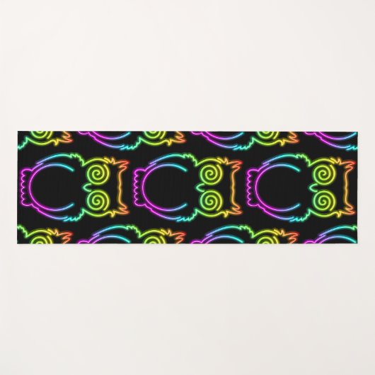 Owl Psychedelic Neon Light Button Yogamat (Voorkant (horizontaal))