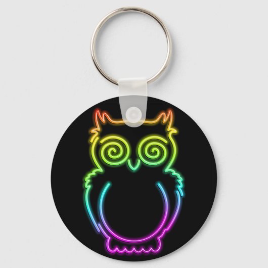 Owl Psychedelic Neon Light Sleutelhanger (Voorkant)