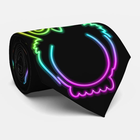 Owl Psychedelic Neon Light Stropdas (Opgerold)