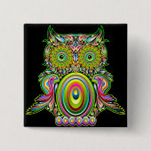 Owl Psychedelic Popart Button (Voorkant)