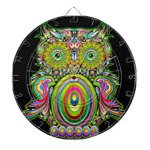 Owl Psychedelic Popart Dartboard Dartbord