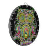 Owl Psychedelic Popart Dartboard Dartbord (Voorkant Links)