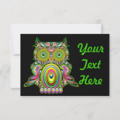 Owl Psychedelic Popart Invitation Kaart (Voorkant)