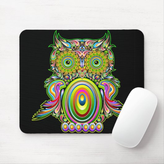 Owl Psychedelic Popart Mousepad Muismat (Met muis)