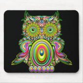 Owl Psychedelic Popart Mousepad Muismat (Voorkant)