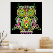 Owl Psychedelic Popart Poster (Keuken)