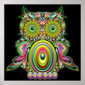 Owl Psychedelic Popart Poster (Voorkant)