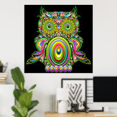 Owl Psychedelic Popart Poster (Thuiskantoor)
