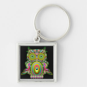 Owl Psychedelic Popart Sleutelhanger