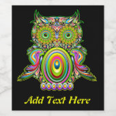 Owl Psychedelic Popart Tapestry Magnet Bottle Open Wijn Etiket (Enkel label)