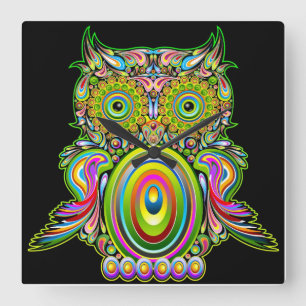 Owl Psychedelic Popart Wall klok