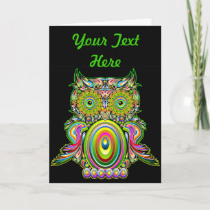 Owl Psychedelic Popart wenskaart Kaart