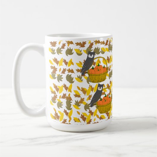 Owl & Pumpkin Harvest" Coffee Mug Koffiemok (Links)