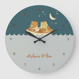Owl & Pussycat (Zee blauw) Grote Klok