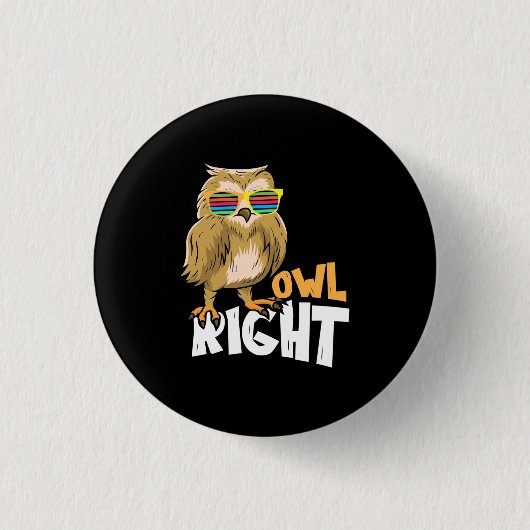 Owl rechts ronde button 3,2 cm (Voorkant)