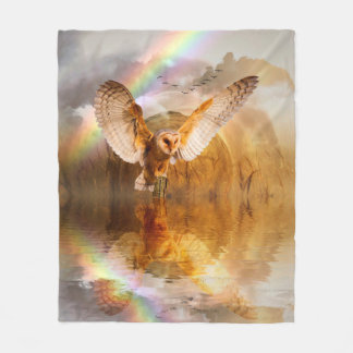 Owl Regenboog en zonneboog Fleece Deken