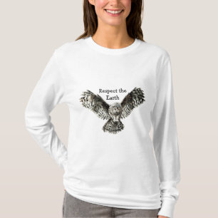 Owl, respecteer de Aarde Native American Quote T-shirt