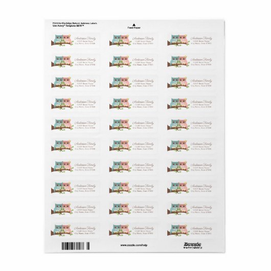 Owl Return Address Labels (Full Sheet)