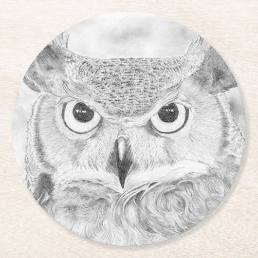 Owl Ronde Kartonnen Onderzetter (Voorkant)