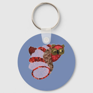 Owl Round Button Keyring Sleutelhanger