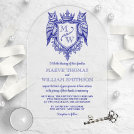Owl Royal Crest Monogram Arch Wedding Invitation Acryl Uitnodigingen