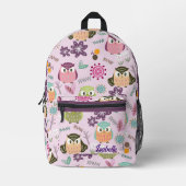 Owl roze bedrukte rugzak (Voorkant)