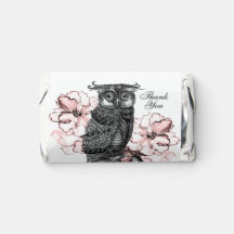 Owl roze Floral Wedding Dank je wel